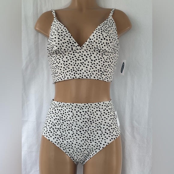 Old Navy black and white polka dot high-waisted bikini set from Old Navy - Picture 1 of 7